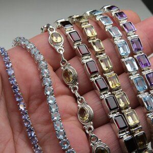 Sterling Silver Tanzanite Topaz Citrin Garnet Bracelets ( choose one )